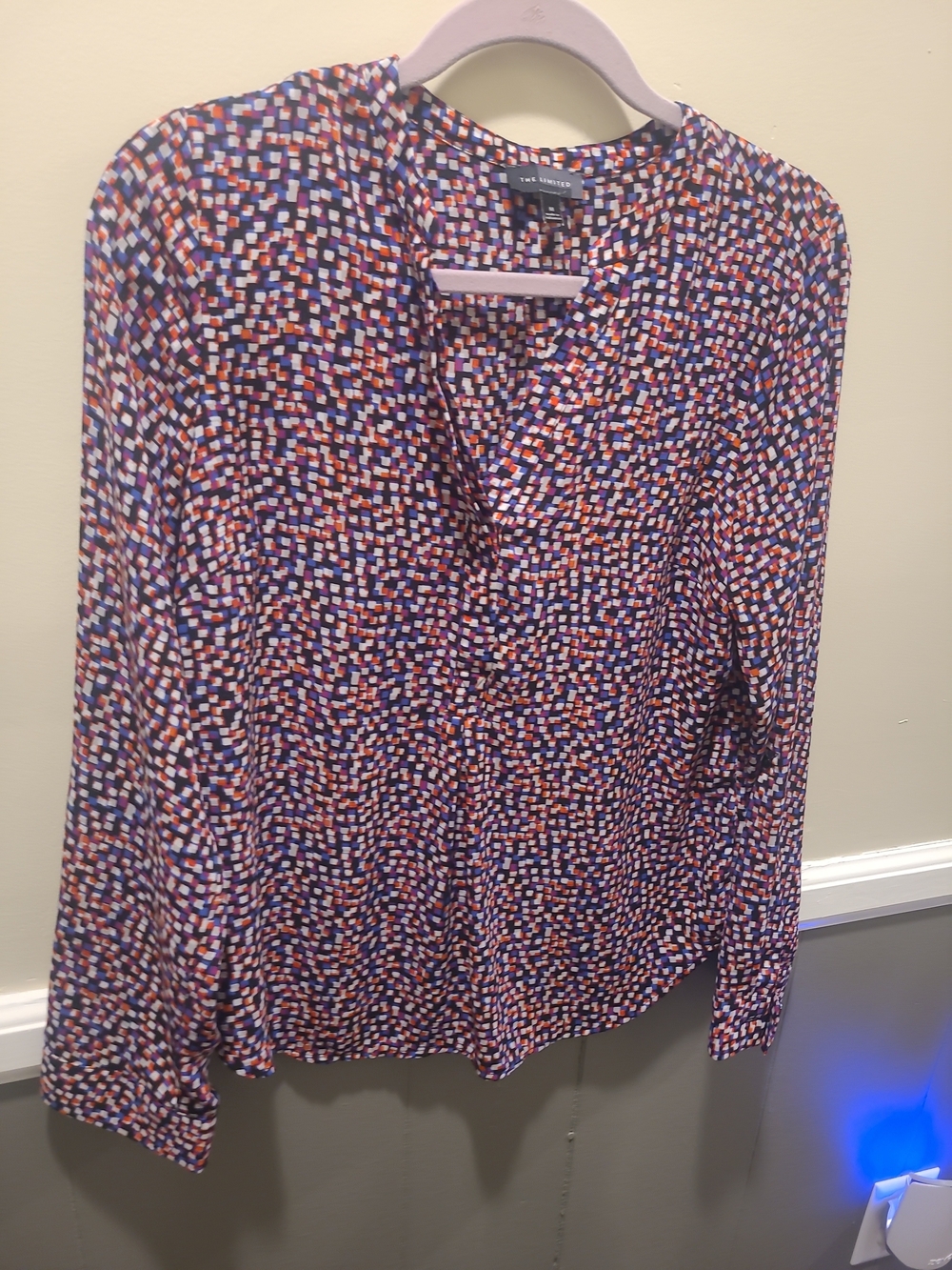 The Limited Blouse Womens M Multicolor Button Front Long Sleeve Geometric Top - Picture 3 of 14